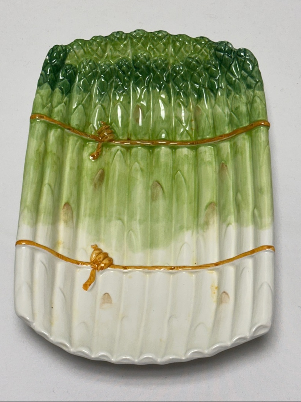 Vintage Italian Majorlica Style Asparagus Ceramic Serving Bowl